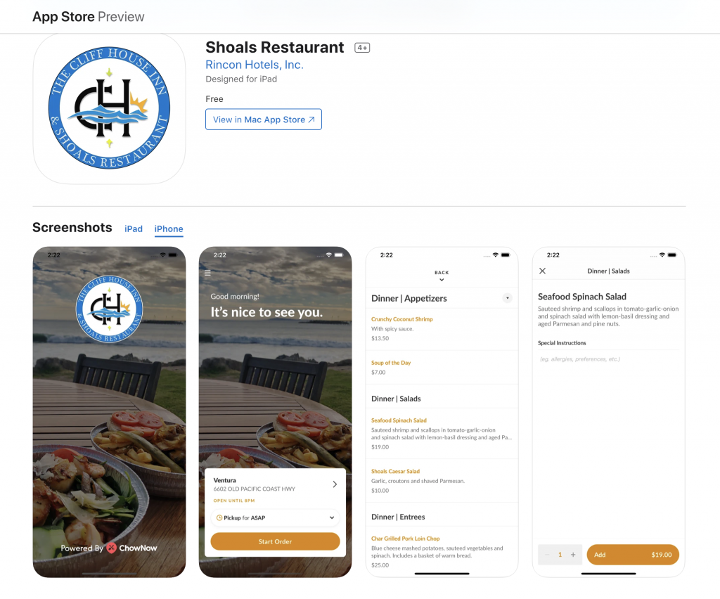 Shoals Restaurant IOS App Preview
